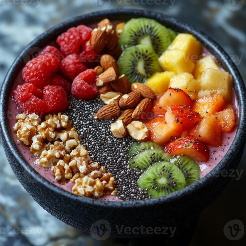Desayuno energético con frutas y semillas